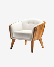 Modern Beige Armchair with Wooden Legs