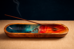 Handcrafted Wooden Incense Holder & Ash Catcher – Natural Mango Wood Aromatherapy Stand