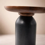 Hand made Accent Solid Wood Natural Black Polished Round Coffee Table