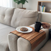 Rustic Wooden Sofa Arm Tray, Foldable Couch Armrest