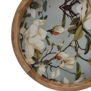 Handmade Green Floral Mango Wood Side Table with Detachable Legs