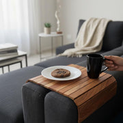 Rustic Wooden Sofa Arm Tray, Foldable Couch Armrest