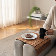 Rustic Wooden Sofa Arm Tray, Foldable Couch Armrest